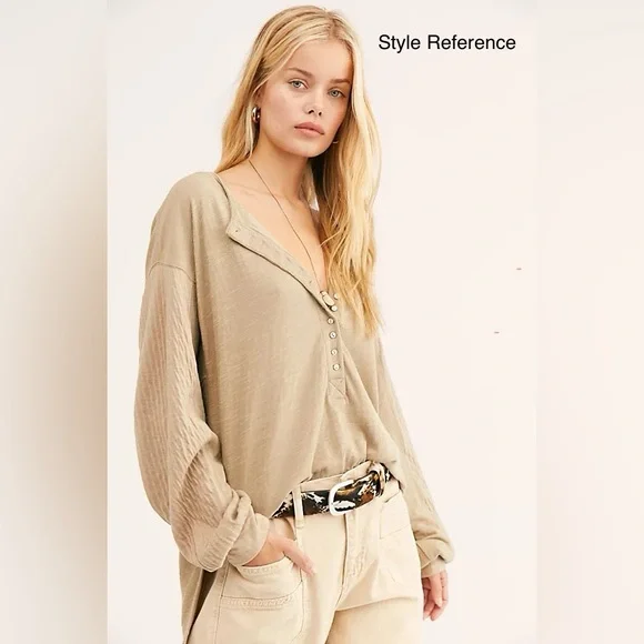 Free People We The Free Back At It Henley In Cream - Picture 1 of 13